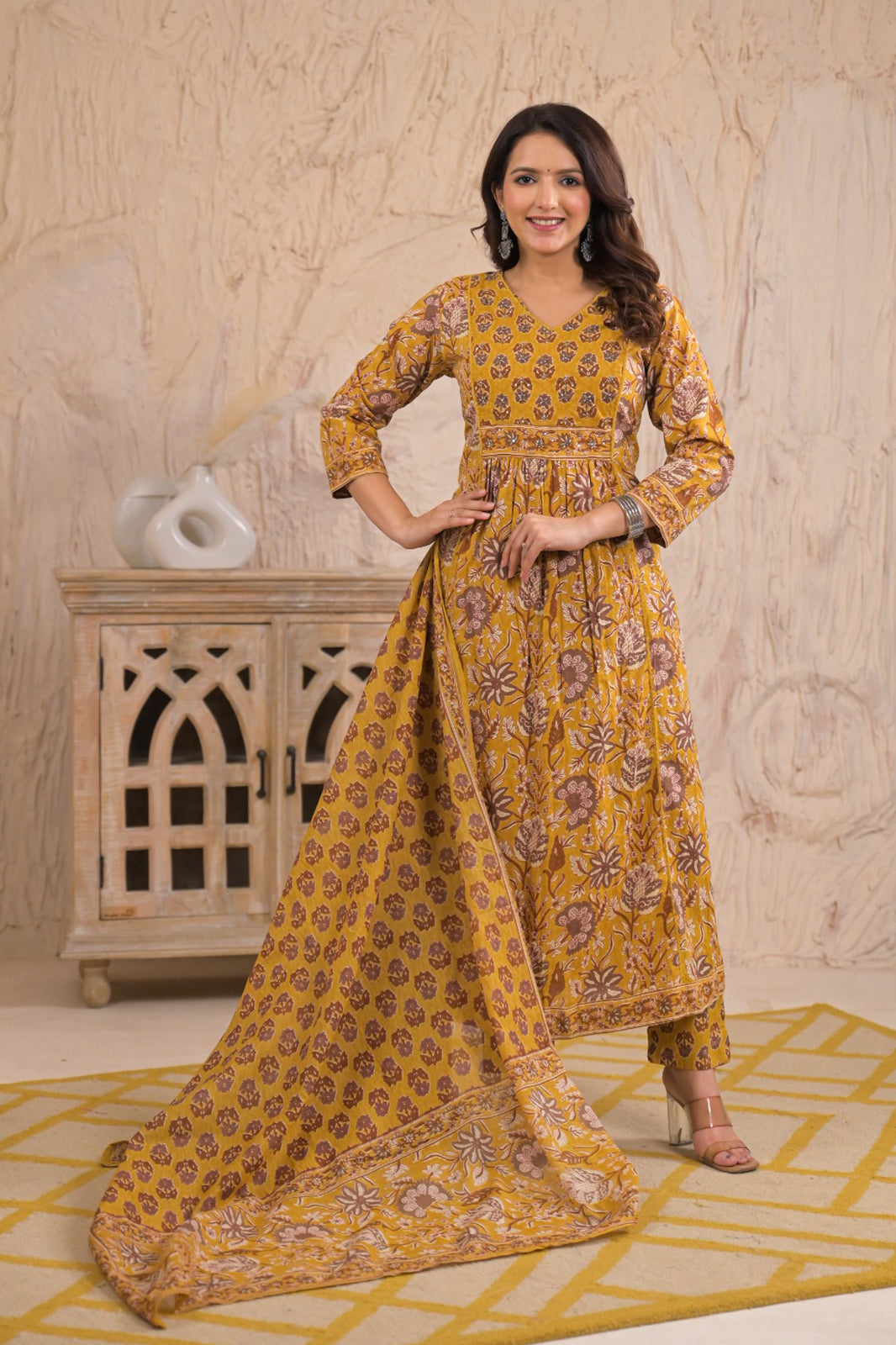 Yellow Gulnaar Suit  Set (Set of 3)