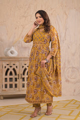 Yellow Gulnaar Suit  Set (Set of 3)