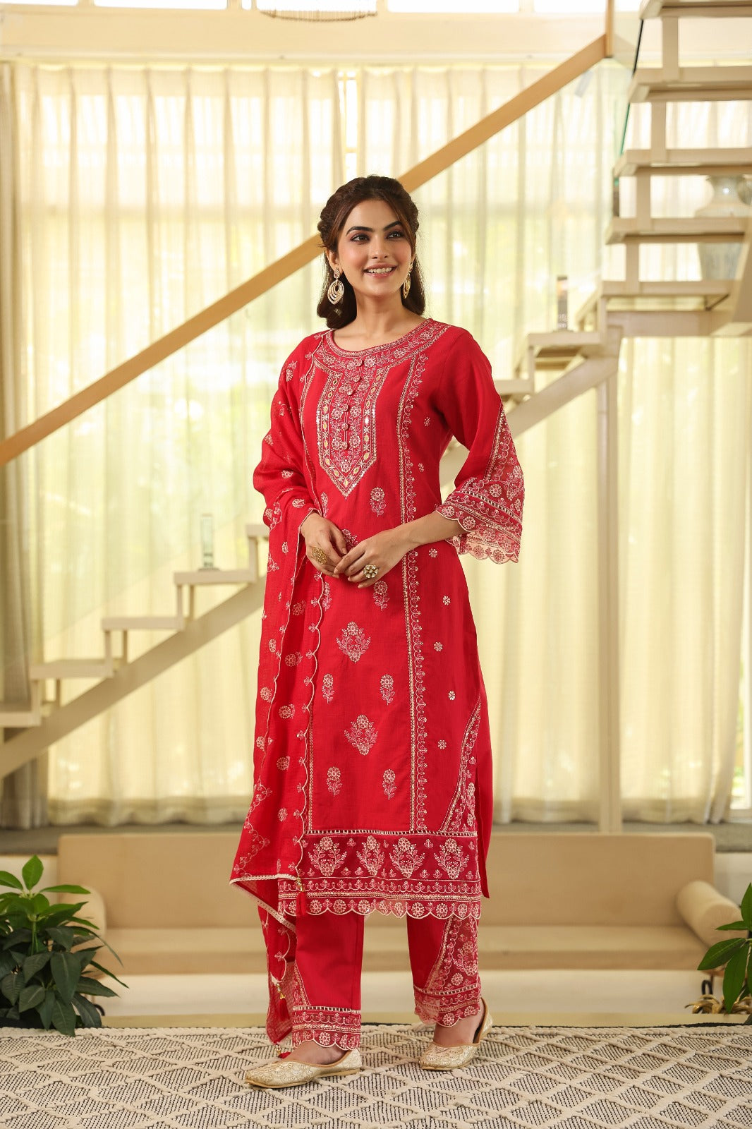 Red Kesar Suit  Set (Set of 3)