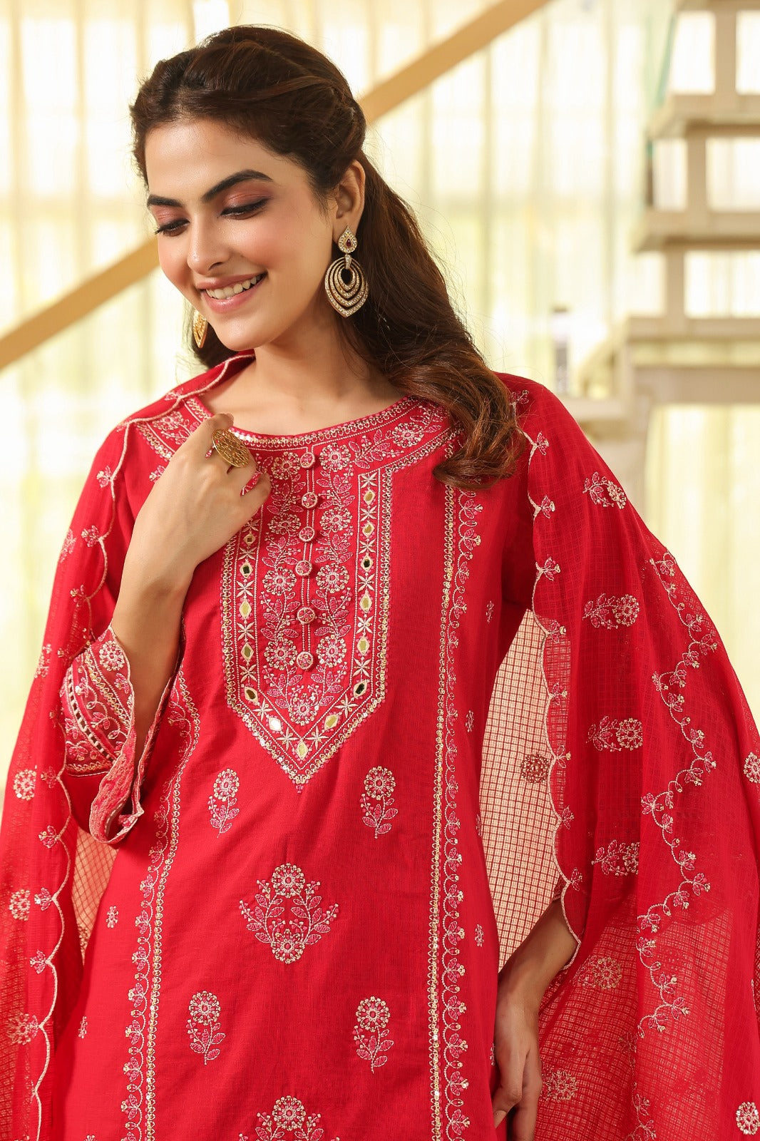 Red Kesar Suit  Set (Set of 3)