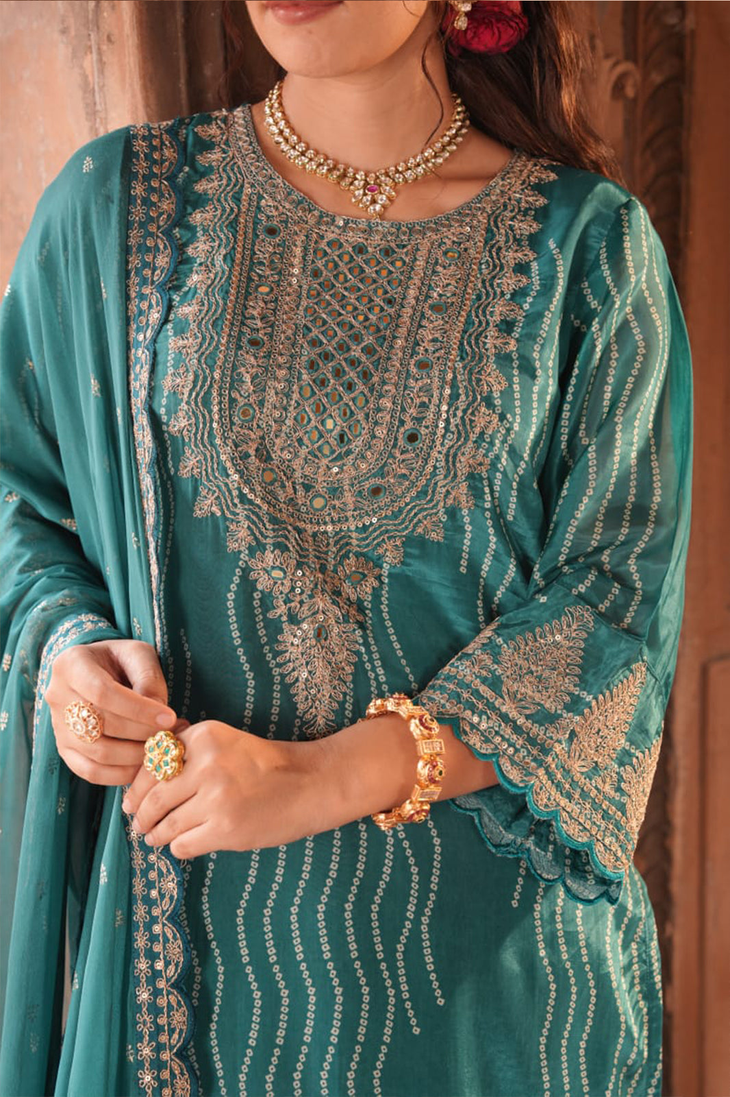 Teal Noorani Suit Set (Set of 3)