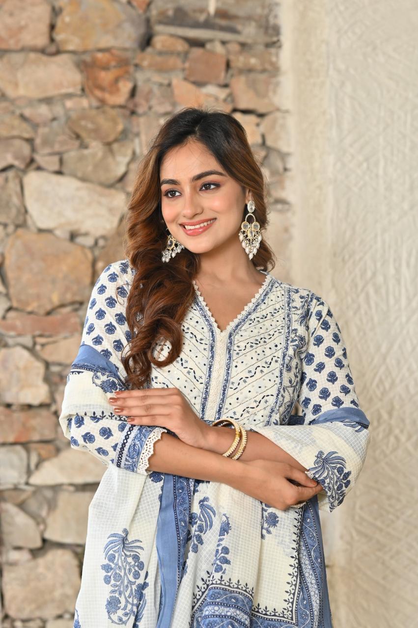 Blue Roohi Suit Set (Set of 3)