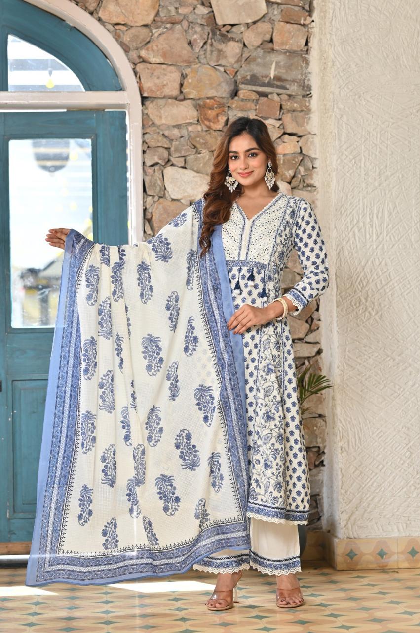 Blue Roohi Suit Set (Set of 3)